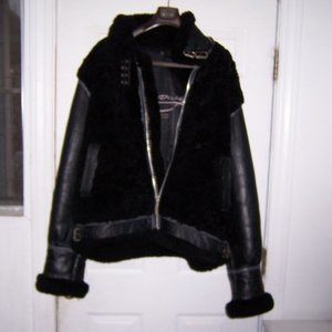 MENS WALTER DAVOUCCI SHEARLING LEATHER BOMBER JACKET XXL